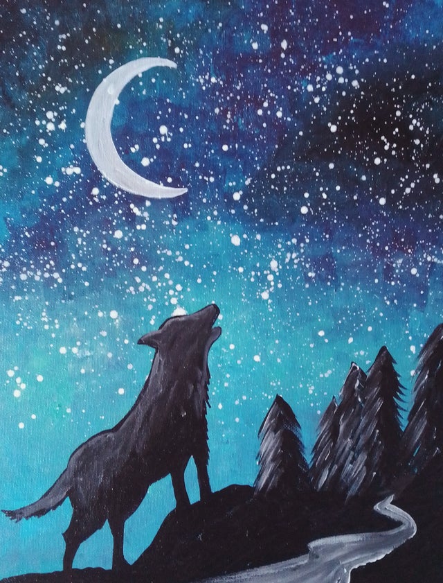 Ice Cream Social Painting Party Galactic Wolf